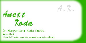 anett koda business card